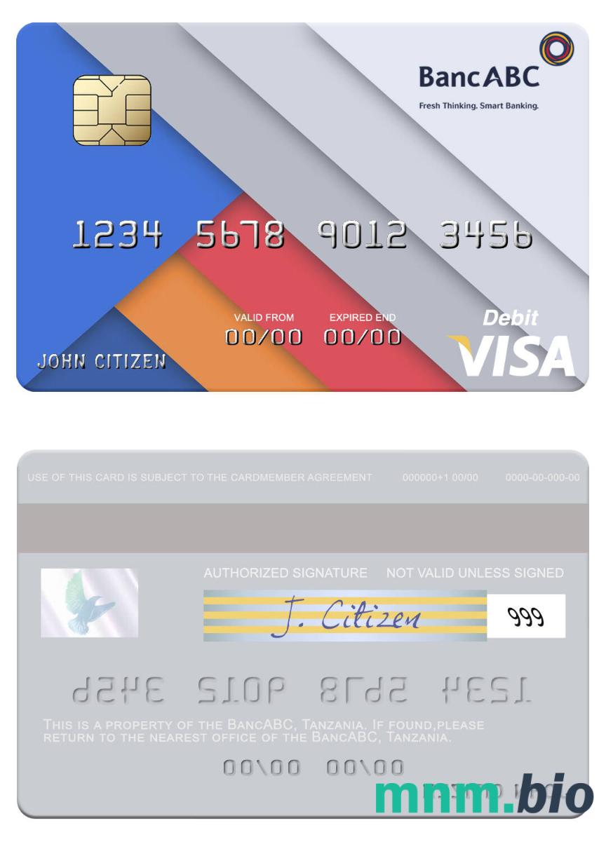 Tanzania BancABC visa debet karta przykład w formacie PSD